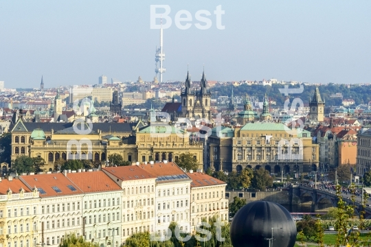 Panoramic aerial view of Prague