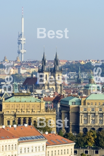 Panoramic aerial view of Prague