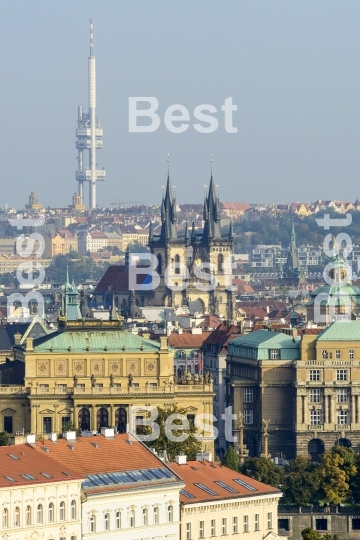 Panoramic aerial view of Prague