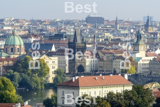 Panoramic aerial view of Prague