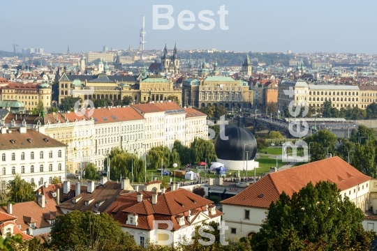 Panoramic aerial view of Prague