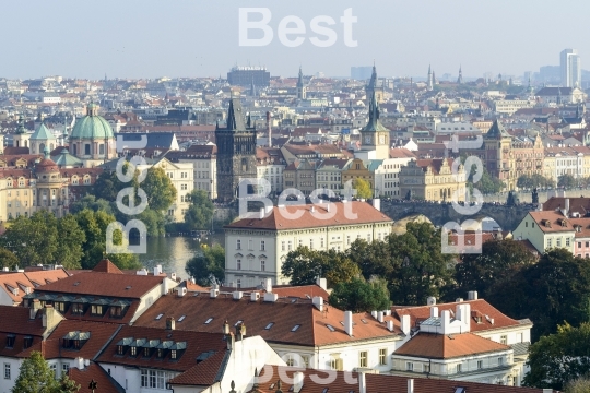 Panoramic aerial view of Prague