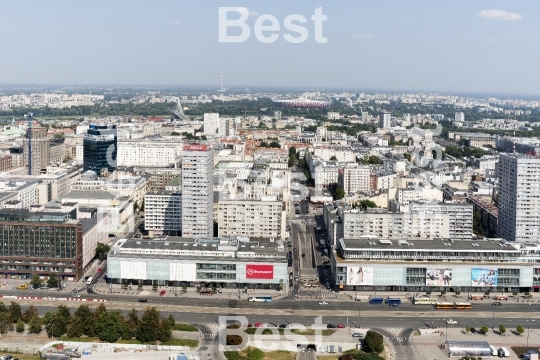 Panoramic aerial view of Warsaw.