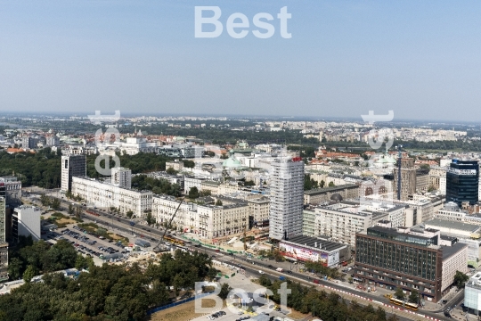 Panoramic aerial view of Warsaw.