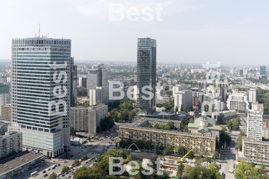 Panoramic aerial view of Warsaw.