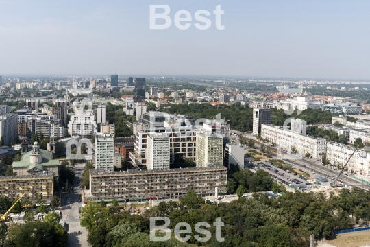 Panoramic aerial view of Warsaw.