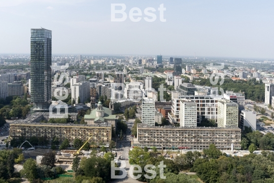 Panoramic aerial view of Warsaw.