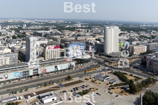 Panoramic aerial view of Warsaw.