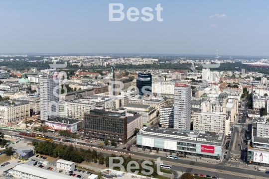 Panoramic aerial view of Warsaw.