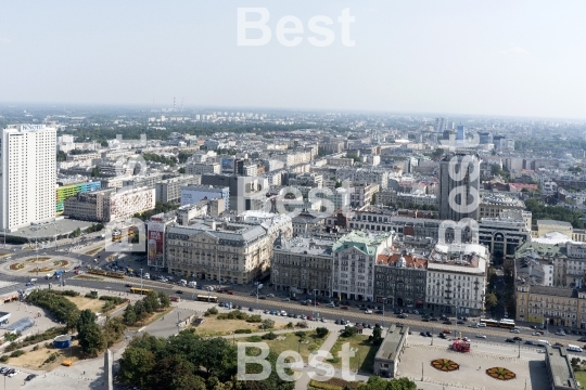 Panoramic aerial view of Warsaw.