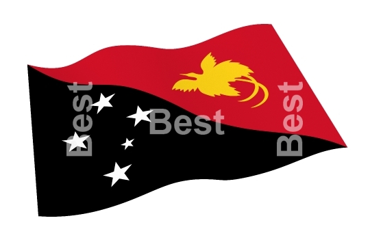Papua New Guinea flag isolated on white background with clipping path from world flags set