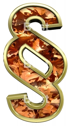 Paragraph sign from autumn gold alphabet set