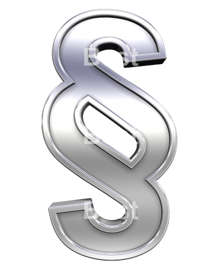 Paragraph sign from chrome with frame alphabet set