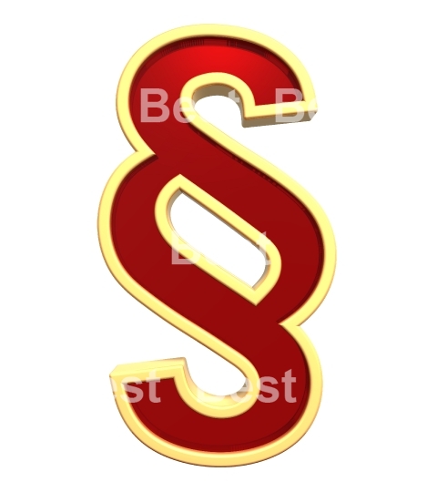 Paragraph sign from ruby with gold frame alphabet set