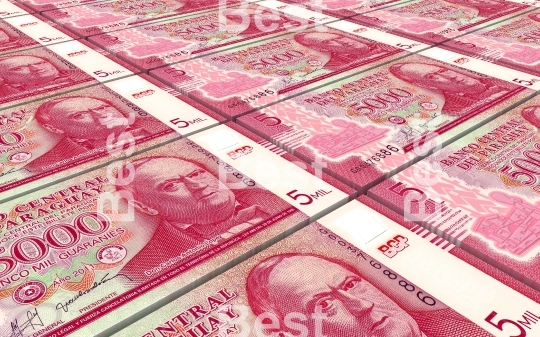 Paraguyan guarani bills stacks background