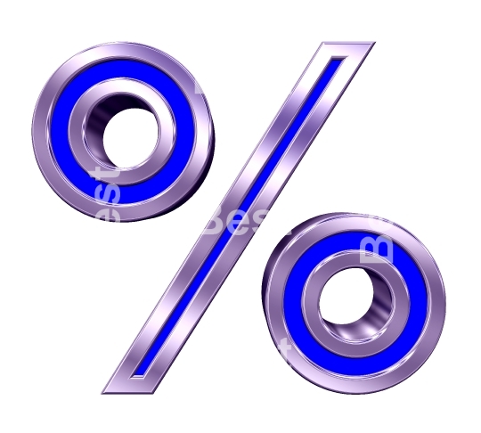 Percent sign from blue with purple frame alphabet set