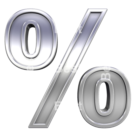 Percent sign from chrome with frame alphabet set