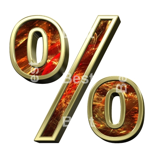 Percent sign from fractal alphabet set isolated over white. 