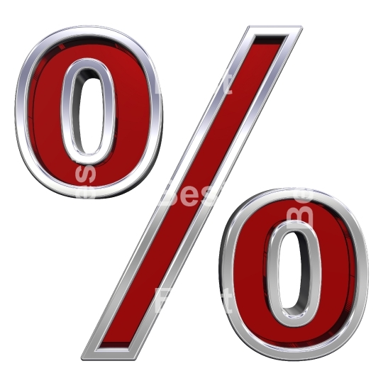 Percent sign from ruby with chrome frame alphabet set