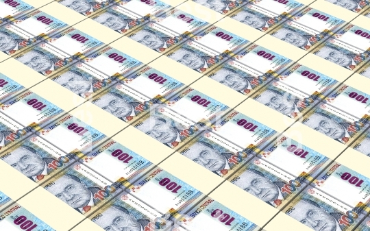 Peruvian nuevos soles bills stacks background