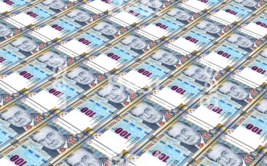 Peruvian nuevos soles bills stacks background
