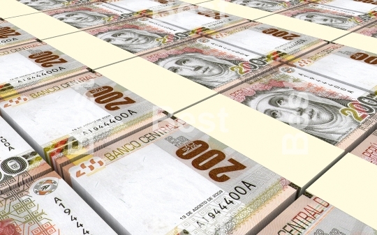 Peruvian nuevos soles bills stacks background