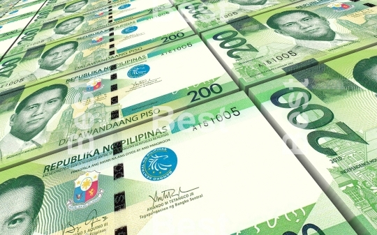 Philippines money stacks background