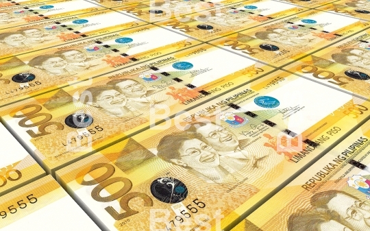 Philippines money stacks background