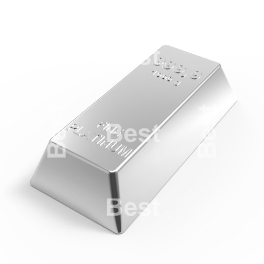 Platinum ingot isolated on white.