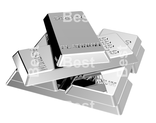 Platinum ingots isolated on white.