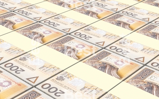 Polish currency bills stacks background