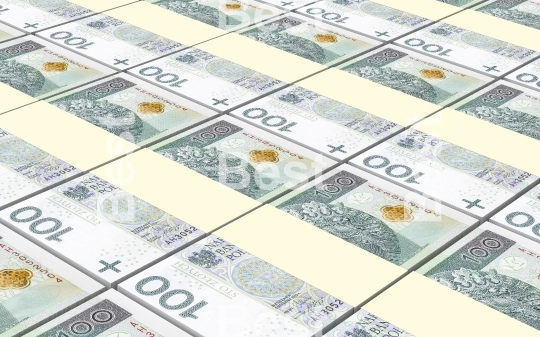 Polish currency bills stacks background