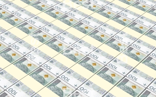 Polish currency bills stacks background