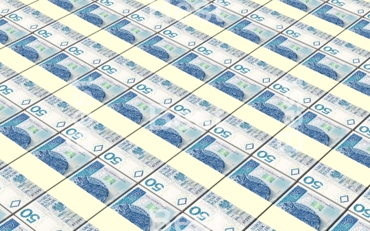 Polish currency bills stacks background