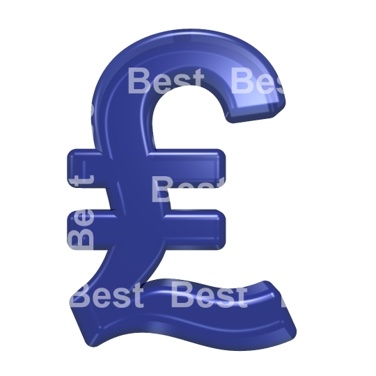 Pound sign from blue glass alphabet set