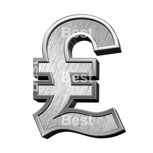 Pound sign from brushed stainless steel alphabet set, isolated on white