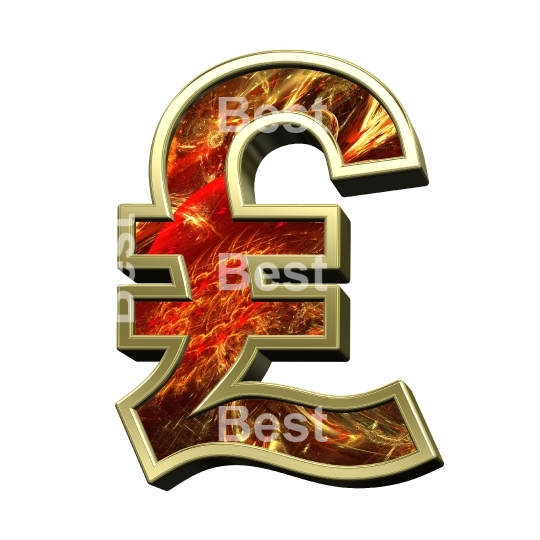 Pound sign from fractal alphabet set isolated over white.