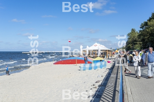 Promenade along the beach in Kolobrzeg