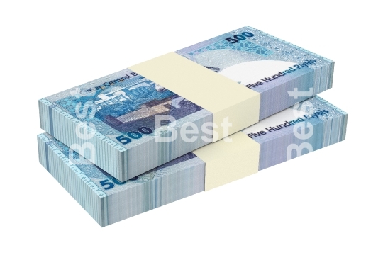 Qatar riyal bills isolated on white background