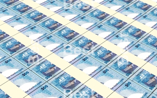 Qatar riyal bills stacks background