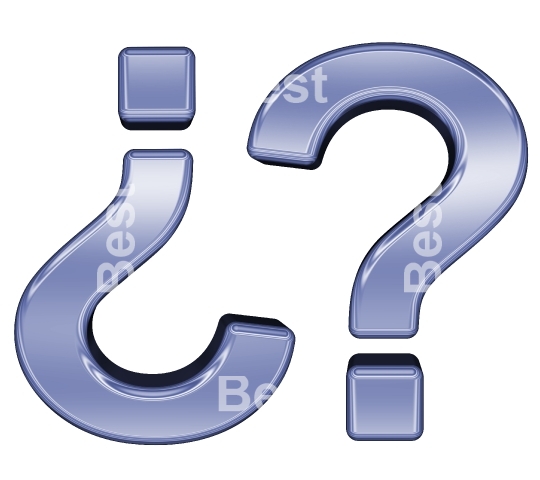 Question mark from blue chrome alphabet set
