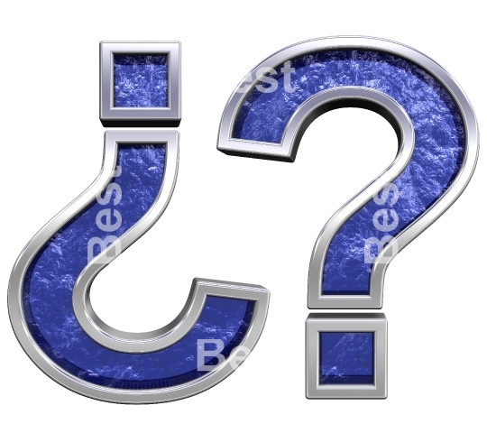 Question mark from blue glass cast alphabet set
