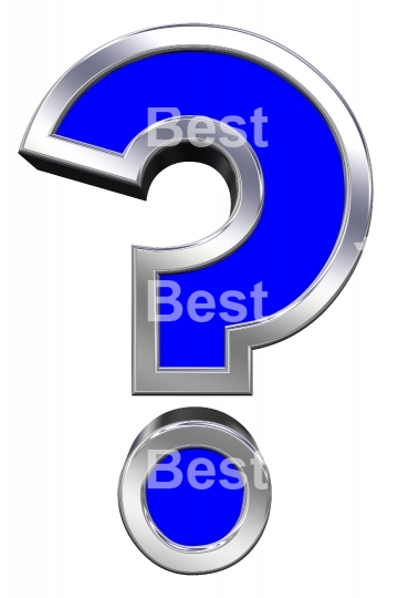 Question mark sign from blue with chrome frame alphabet set