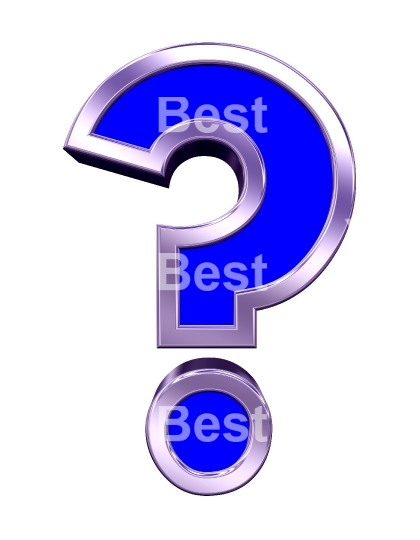 Question mark sign from blue with purple frame alphabet set
