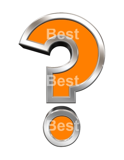 Question mark sign from orange with chrome frame alphabet set