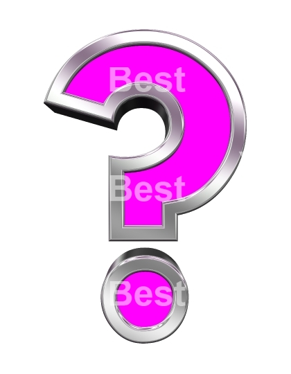 Question mark sign from pink with chrome frame alphabet set