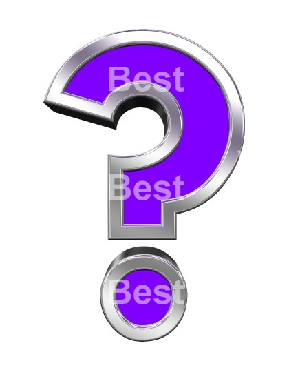 Question mark sign from purple with chrome frame alphabet set