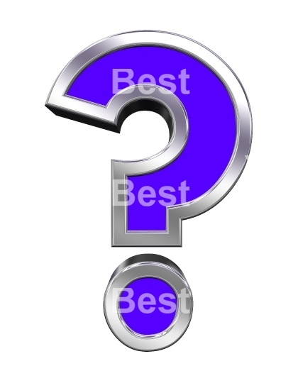 Question mark sign from violet with chrome frame alphabet set
