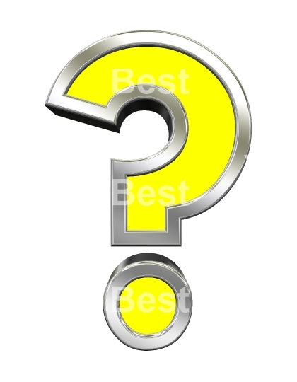 Question mark sign from yellow with chrome frame alphabet set