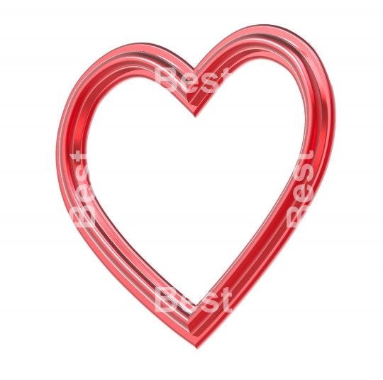Red heart picture frame isolated on white